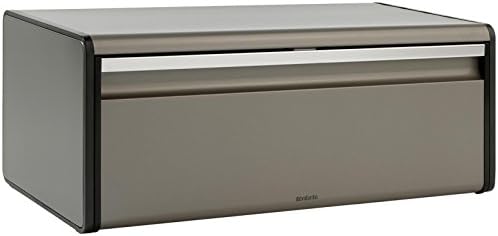 Brabantia Rectangular Fall Front Bread Box (Platinum) Large Front...