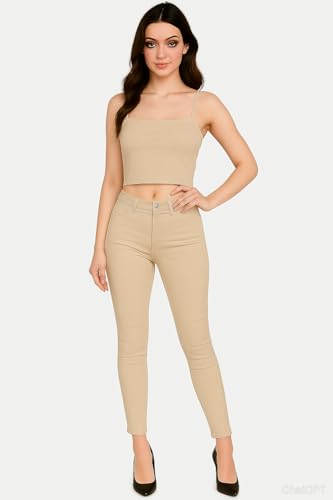 Image of Women's Lightly Padded Spaghetti Strap Crop Top - Smooth & Stretchable Everyday Wear