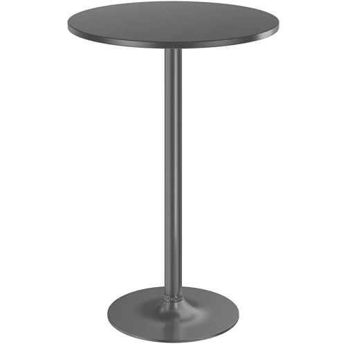 Furmax Bistro Pub Table Round Bar Height Cocktail Table for Home Bar, Small Round Bar Tables for Party, Dining Room, Living Room and Wedding, Metal Base MDF Top Obsidian, 40.6 Inch Height (1, Black-1)