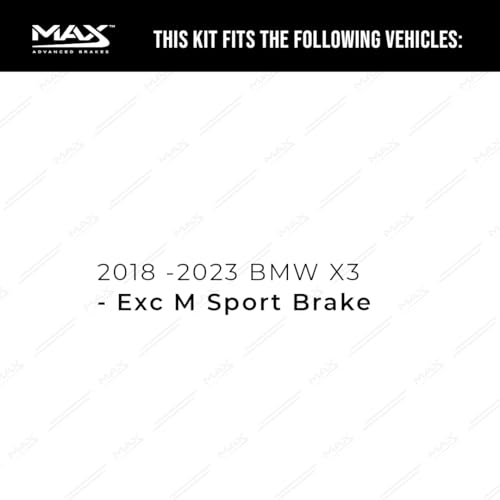 Image of Max Advanced Brakes Front & Rear Brake Kit Compatible With 2018 2019 2020 2021 2022 2023 BMW X3 Excl. M Sport Brake Replacement Premium OE Disc Brake Rotors and Ceramic Brake Pads