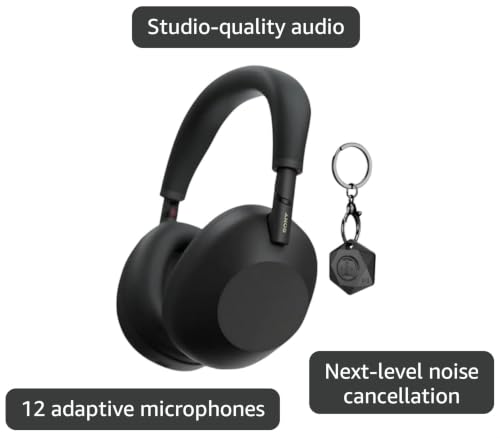 Image of Sony Wh 1000xm6 Wireless Noise Canceling Headphones (Black, 2 Items) | Includes Finder Key Chain, QN3 Noise-Canceling, 12 Adaptive Mics, Up to 30-Hr Battery, Multipoint