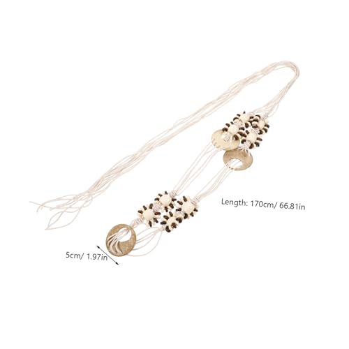 Bohemian Woven Waist Belt for Women Adjustable Handmade Braided Belt with Wax Rope for Summer Dresses Stylish Beige Accessory for Women2