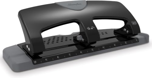 Image of Swingline 3 Hole Punch, 20 Sheet Capacity Three Hole Puncher 3 Ring, Paper Punch, SmartTouch Low Effort, Black & Silver (74133) (Pack of 6)