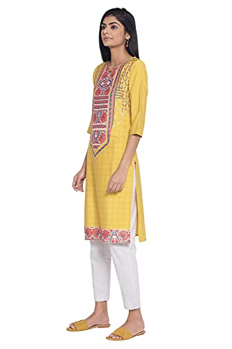 Image of W for Woman Women Crepe Printed Straight Regular Kurta