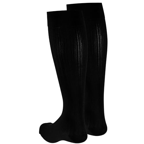 Image of Truform Medical Compression Socks, 20-30 mmHg, Women's Dress Socks, Knee High Over Calf Length, Black, Small