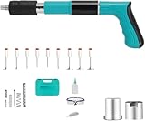 PinkForest 工業用 打钉機 無電源 全鋼製ボディ 工業用火力 5段調整 自動メンテナンス 高精度 現場耐久性 消耗品節約 建築 内装 工事 専門工具 信頼性 (200本の緑色の丸い釘)