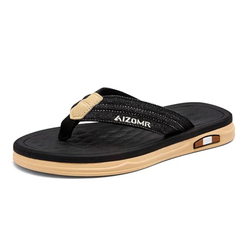 Image of Mens Sandals Arch Support Comfortable Beach Slides with Adjustable Buckle Straps Slippers for Men