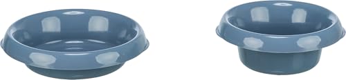TRIXIE 24721 Napf-Set, Kunststoff, 0,25 l/ø 9 cm & 0,3 l/ø 11 cm/46 × 11 × 30 cm, grau/Näpfe: