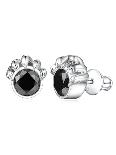 Black Moissanite Gothic Big Large Stud Earrings for Men Father Sterling Silver Masculine Punk Cool Claw Skeleton Earrings