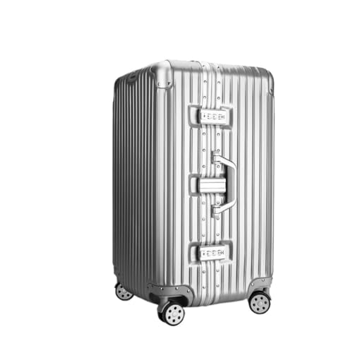 Suitcase Stylish Large-capacity Aluminum Frame Trolley Case, Extra Large Box, Can Check Password Box 28-inch Box Luggage(Silver)