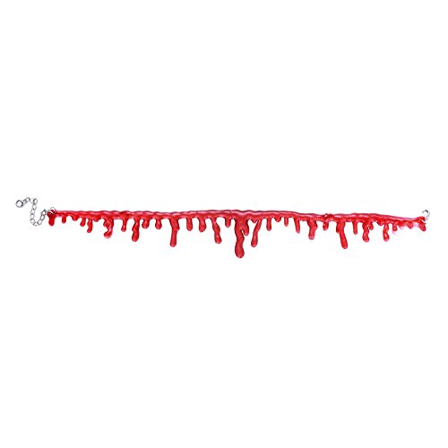 Theme Party Ladies Supplies Halloween Party Horror Blood Drip Slit Throat Necklace Bleeding Red Adjustable 8''~15'' #TOP4