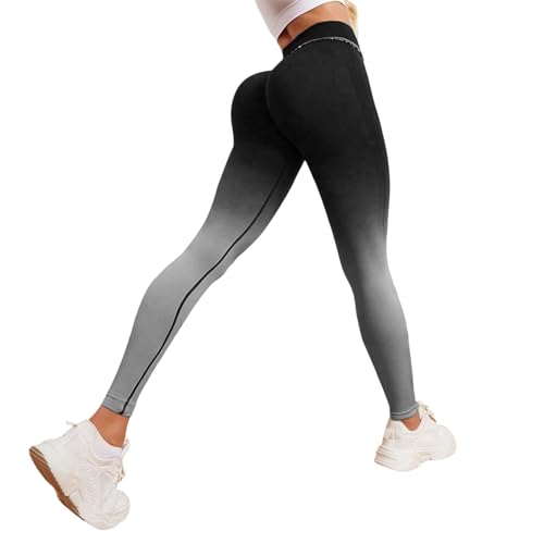 Leggings deportivos para mujer, de cintura alta, sin costuras, opacos, deportivos, levantamiento de glúteos, push up, pantalones de yoga, elásticos, coloridos, O gris., M