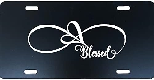 ZzUSoo Infinity Love Blessed License Plate Cover Stainless Steel Car Tag License Plate for Women/Men, 12 X 6 Inch (4 Holes&Screws)