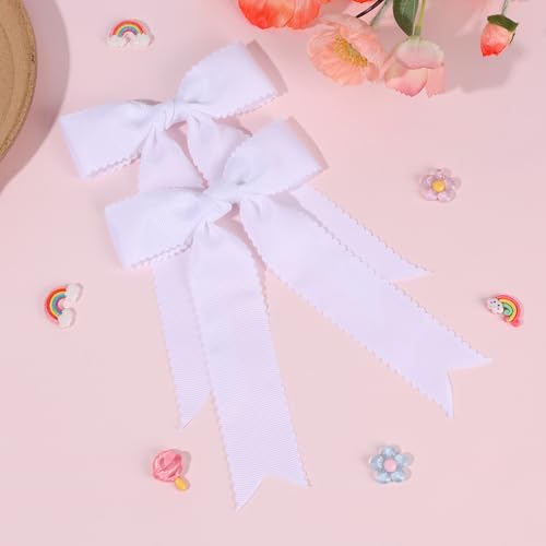 2 unidades de lazos blancos para niñas con pinzas miniatura 4