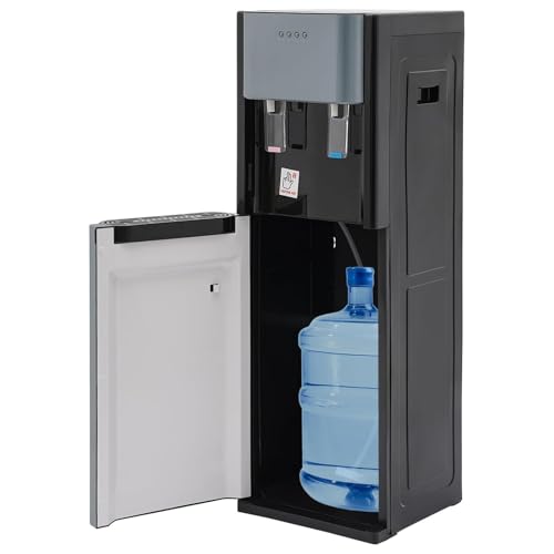 SAYEYBU Dispensador De Agua Fría Y Caliente con Carga Inferior, Dispensador De Agua Fría Y Caliente, Capacidad para Botellas De 5 Galones, Apto para Hogares,Gris