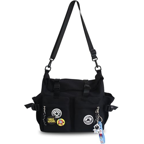 Teclado Fashion Crossbody Bag with Cute Accessories Casual Messenger Bag with Pendants Shoulder Bag Purse Travel Daypacks