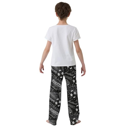 ZZXXB Football Sport Boys Long Pants Soft Trousers Elastic Waist Kids Lounge Bottoms with Pockets S-XL3