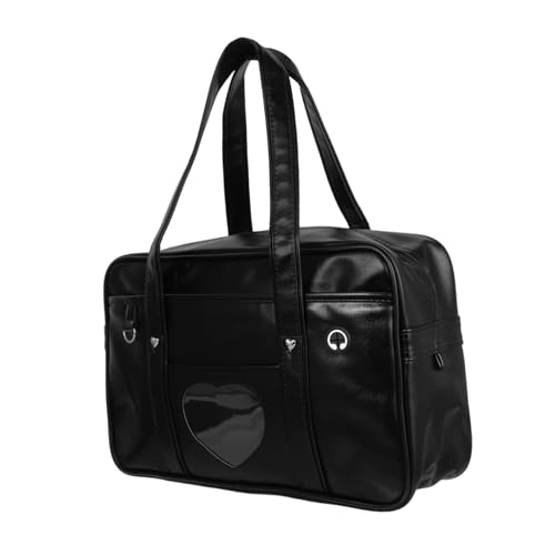 Cute Japanese School Laptop Bag for Women PU Tote with Large Capacity Stylish Heart Design Ergonomic Shoulder Strap for Work Travel School Use