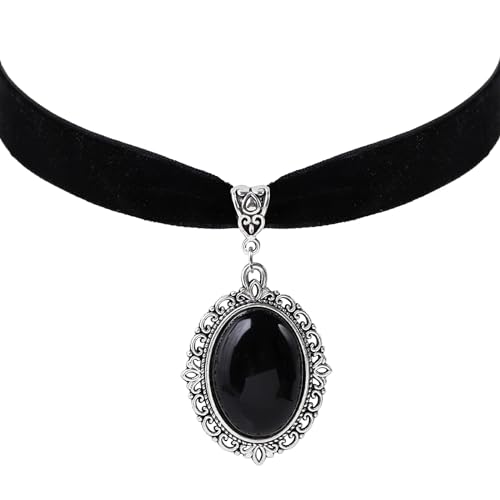 Moguri® Collier ras du cou victorien vintage gothique en velours noir – Cadeau de Noël pour filles, mères, amis