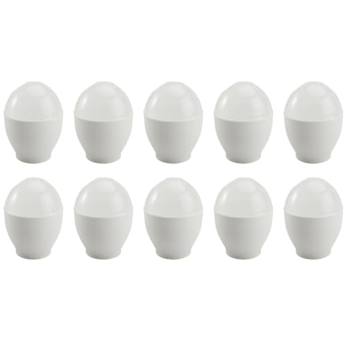 Lurrose Taza de Huevo al Vapor para Microondas 10 Piezas Blanca, Vaporera de Huevos Antiadherente Resistente al Calor, Cocedor Multifuncional para Cocina, Molde para Postres y Gelatina
