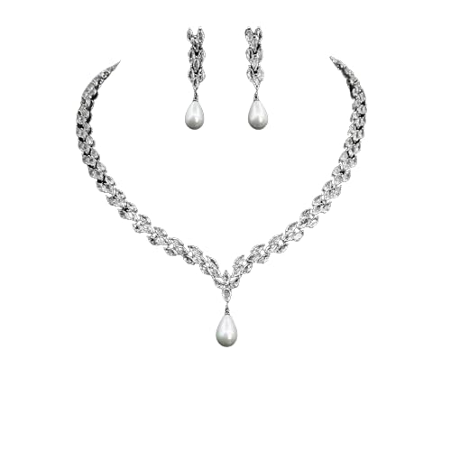 Set di gioielli di perle per donna, collana da sposa, bracciale, set di gioielli, regali, collane girocollo di perle per donna, anniversario di matrimonio compleanno