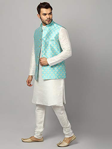Image of Uri and MacKenzie Men's Silk Blend Kurta Pajama with Designer Ethnic Nehru Jacket /Modi Jacket