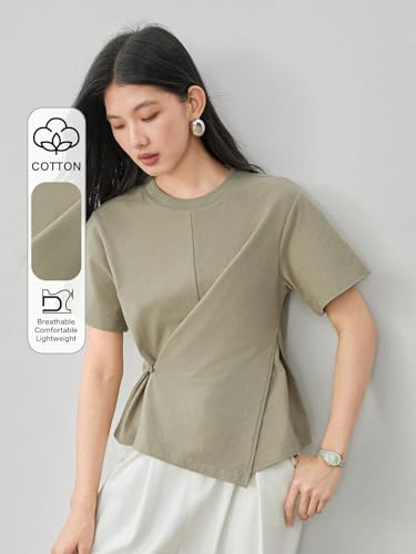 Image of Zilcon Woman Half Sleeve Round Neck Womens Tops Beach Vacation Fashion Clothes Casual Summer Spring Winter Fall Outfits Tops