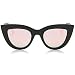 SojoS Retro Vintage Cateye Sunglasses for Women Plastic Frame Mirrored Lens SJ2939 With Matt Black Frame/Pink Mirrored Lens