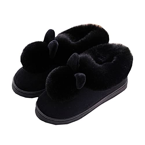 Women Cute Rabbit Ear Slippers House Non-Slip Soft Fluffy Bunny Slipper Indoor Winter Warm Plush Animal Shoes