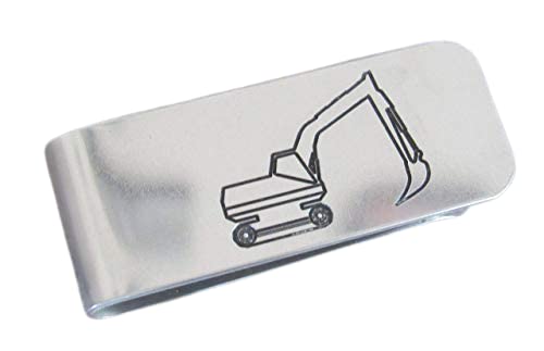 Excavator Money Clip, Various Metals, Customize with Wording on Bothsides