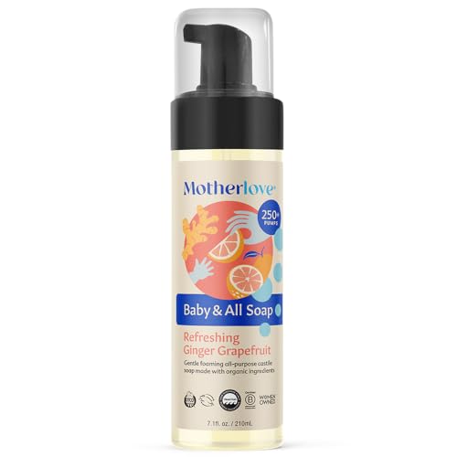 Motherlove Baby &amp; All Soap (7.1 oz) Gentle Foaming All-Purpose Castile Soap Made with Organic Ingredients – Refreshing Ginger Grapefruit