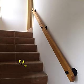 Handrail, Non-Slip Industrial Solid Wood Stair Handrail, Wall-Mounted Villa Loft Interior Old Man Handle Kindergarten Stair Railing, Corridor Safety Support Bar (Size : 10ft)
