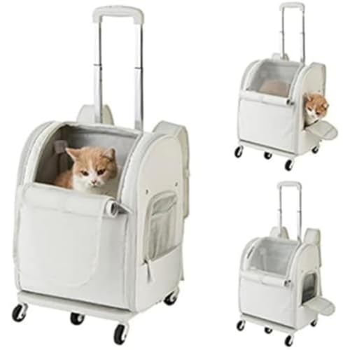 YMZJペットキャリーバッグ トロリーケース 猫キャリーリュック ペットキャリー 犬用キャリーカート オックスフォード布製猫用バッグ キャスター付き 犬猫用 キャリーカート 折りたたみ可 省スペース ペット用 中型犬・大型犬対応 タイロッド付き マット付き