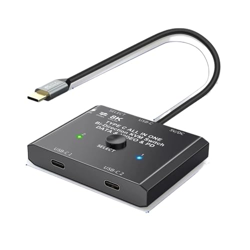 USB C スイッチ USB Type C KVM スイッチャー 8K@60Hz 4K@120Hz ビデオ/10Gbps データ転送 PD 100W 充電対応 幅広い互換性