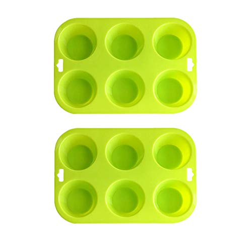 Mirenlife 6 Cups Non-Stick Silicone Muffin Pan and Cupcake Maker Set of 2