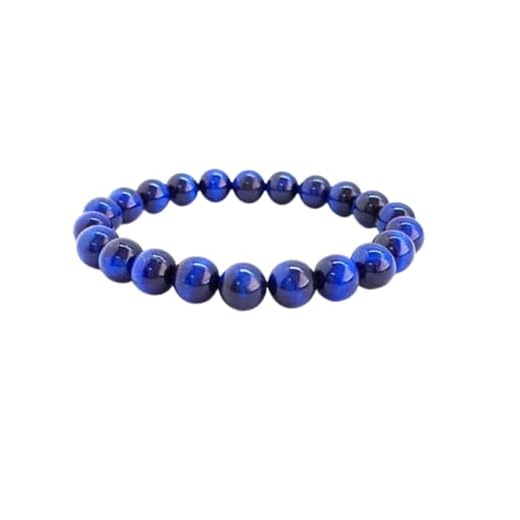 Pulseira Masculina E Feminina Moderna em Pedras Naturais Olho de Tigre Azul