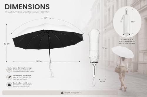 Image of Contacts Compact Folding Umbrella - Windproof Travel Umbrella with Automatic Open /Close, Waterproof, UV Protection, Portable Umbrella for Men, Women & Kids