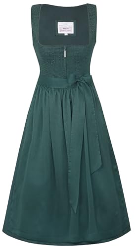 Marjo Dirndl Gaimersheim 65cm Länge | Mididirndl Tweed Strukturstoff | Damen (DE/NL/SE/PL Numerisch 36 Regular Regular flaschengrün)