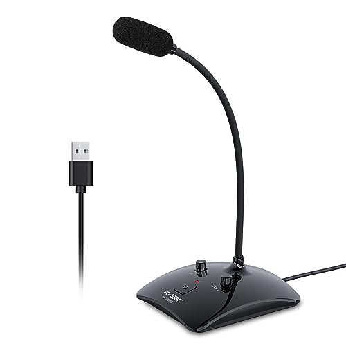 Ko-Star Recording Microphone, Computer PC Podcast Condenser Omnidirectional Mic with Mute Button & LED Indicator for Laptop, Mac, PS4 - Vocal, Podcasting, Skype, YouTube, Streaming (Black)