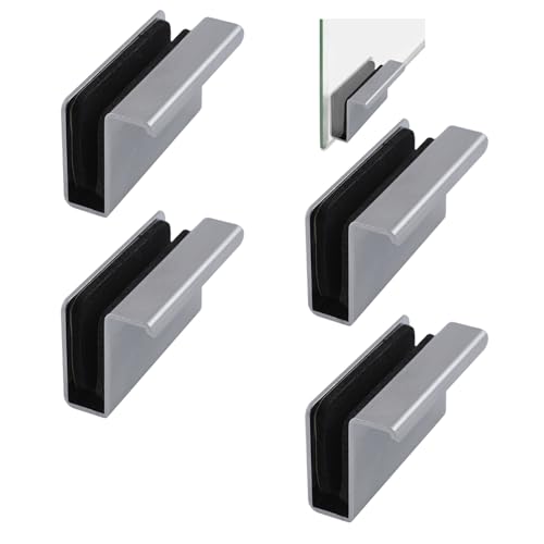Image of Glass Finger Edge Pull, 4Pcs Cabinet Finger Pull Handle Glass Door Clips Cabinet Latch Clamp Concealed Handle for Display Glasscase Door (Pearl Chrome)