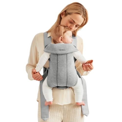 Image of BabyBjörn Baby Carrier Mini, Light Gray, 3D Jersey | Infant Carrier (7-25 lbs), Ergonomic, Easy-to-Use