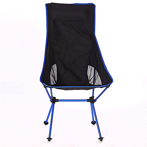 Pkfinrd Draagbare stoelen in de tuin, opvouwbare zitting, ultralichte draagbare campingstoel, outdoor hoge rugleuning fauteuil voor strandwandelen, vissen (kleur: blauw-a)