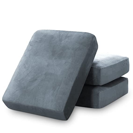 WaiStrong Square Sofa Cushions Set of 3 for Sofa | Soft Velvet Fabric Pads with Zip Cover | Chair Foam Cushions | Large Chairpad for Sitting | Indoor & Outdoor, Light Grey-image-48