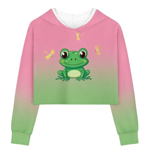 Forchrinse Rabbit Kid Girls Crop Top Hoodies Long Sleeve Fashion Pullover Sweatshirts for Volleyball Running Sport