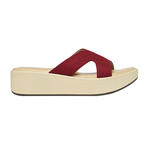 Image of MONROW Inaya Mesh Wedge Heels for Women, Girls | Fancy & Stylish Heel sandals, Casual, Comfortable Fashion Heel Sandal