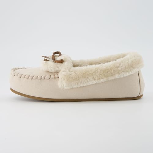 CUSHIONAIRE Stella Women's Moccasin Slippers – Faux Fur Lining, Memory Foam & Wide Widths Available2