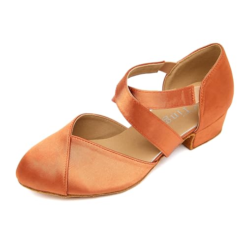 YYTing Women Swing Latin Ballroom Dance Shoes (Closed Toe, Suede Sole,...