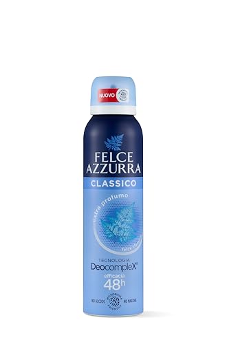 Felce Azzurra - Deodorante Uomo e Donna Classico Spray, Formula Delicata Innovativa Contro i Cattivi Odori per 48 Ore di Freschezza a Lungo - Deodoranti Extra Profumo senza Alcool, non Macchia, 150 ml Felce Azzurra - Deodorante Uomo e Donna Classico Spray, Formula Delicata Innovativa Contro i Cattivi Odori per 48 Ore di Freschezza a Lungo - Deodoranti Extra Profumo senza Alcool, non Macchia, 150 ml