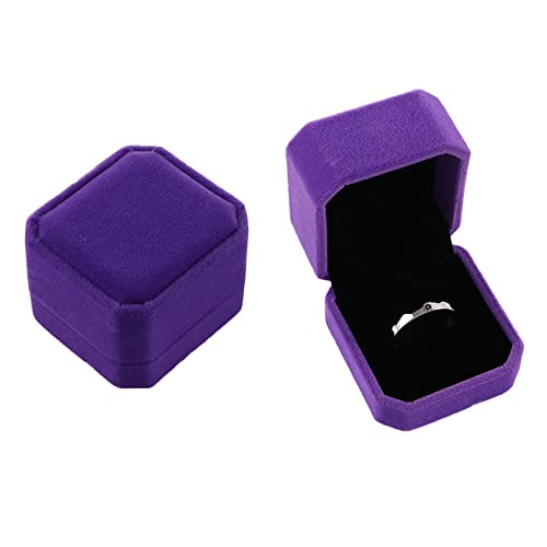 Boîtes à bagues en velours, boîtier pour boucles d'oreilles et pendentifs, boîte à bagues carrée, vitrine à bijoux, organisateur de rangement portable (violet)