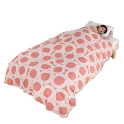 (洗える)羽毛肌掛け布団シングル日本製 軽量夏用ダウンケット北欧柄丸柄コーラル羽毛肌かけふとん